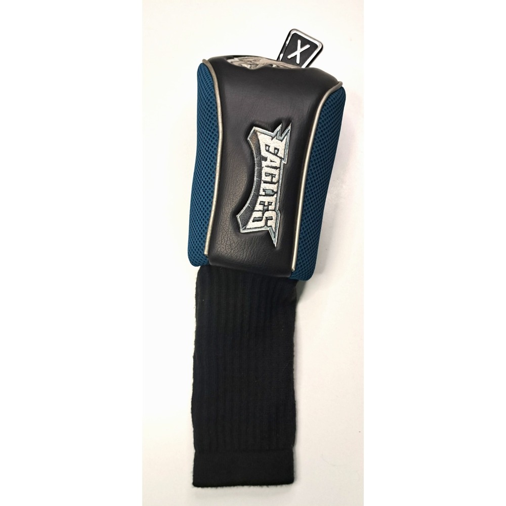 Philadelphia Eagles Head Cover "X" Wood Golf Club Black Leather Logo Pre-owned